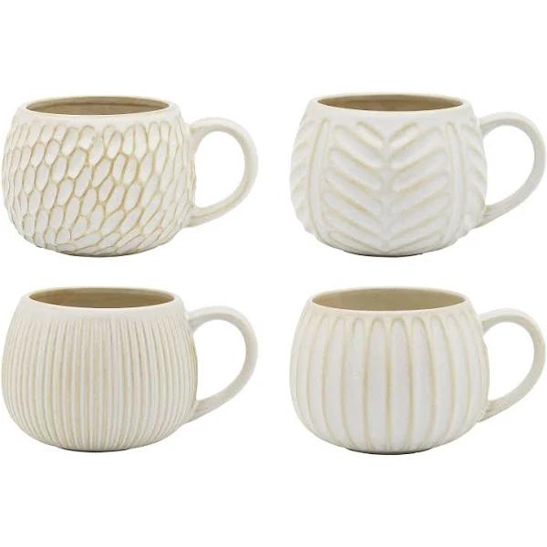 Ecology Fossil Set of 4 330ml Mugs - Chalk