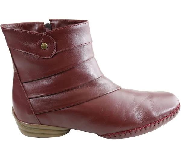 Comfortshoeco Lin Womens Leather Comfort Ankle Boots Made in Brazil - Bordo - 10 AUS or 41 EUR