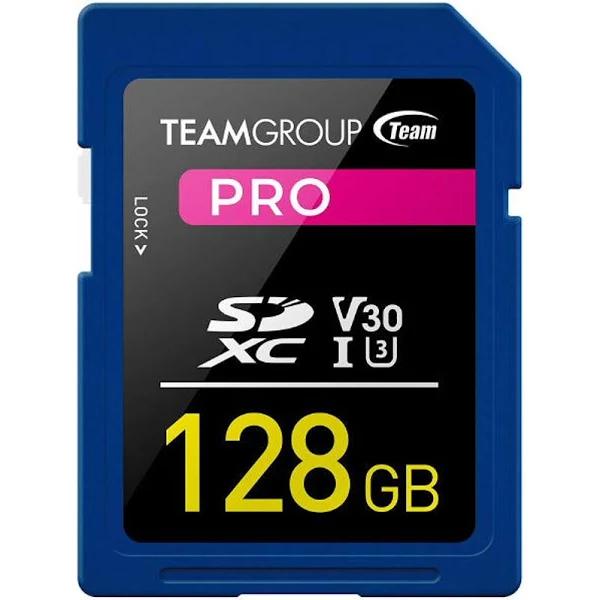 TEAMGROUP Pro 128GB UHS-I/U3 SDXC Memory Card U3 V30 4K UHD