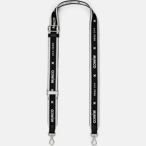 Mimco Mim 96 Webbing Bag Strap in Black Silver