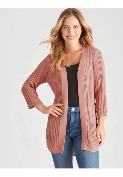 Rockmans - Womens Jumper - 3/4 Sleeve Button Side Cardigan