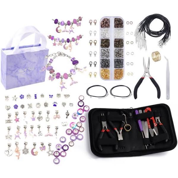 Purple Jewellery Making Kit 914pce With Beads, Tools, Accessories, Wallet & Gift