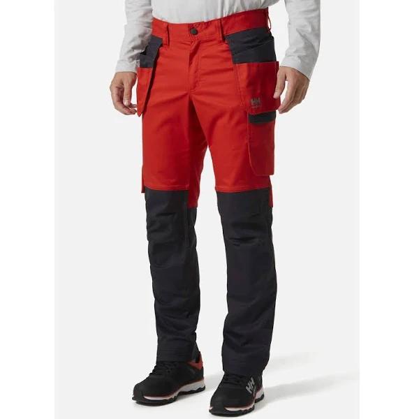 Helly Hansen Manchester Stretch Work Trousers - 77523 Red, Grey