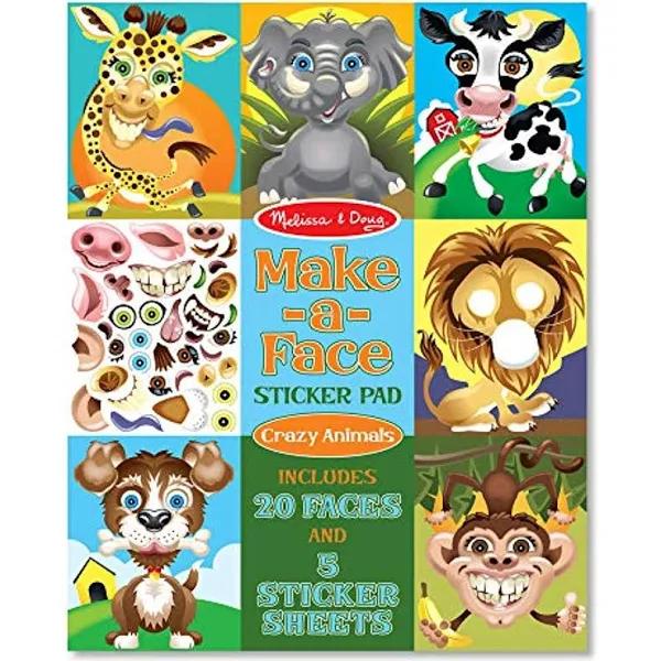 Melissa & Doug - Make A Face Crazy Animals Sticker Pad