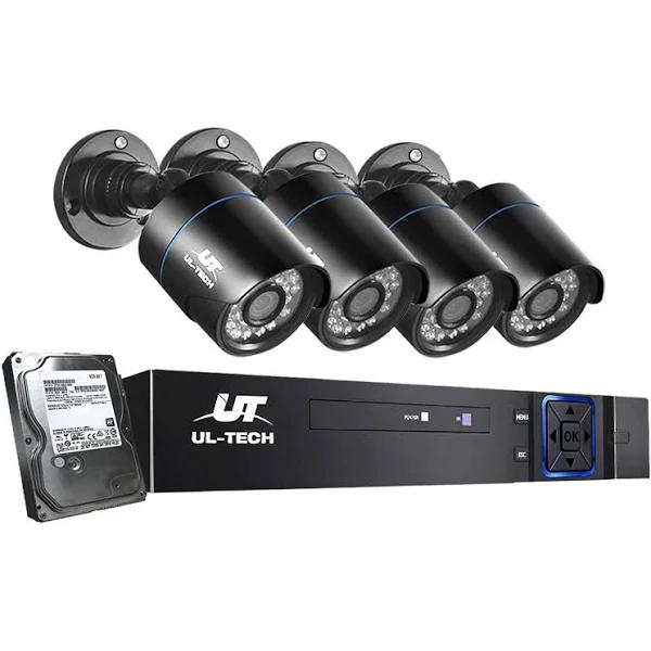 UL Tech CCTV Security System 2TB 4CH DVR 1080P 4 Camera Sets