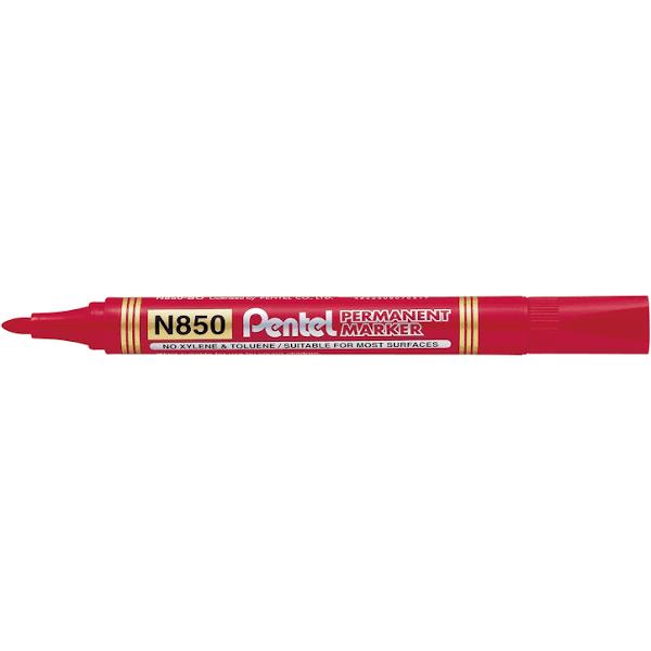 Pentel N850 Permanent Marker Bullet Red Bx12