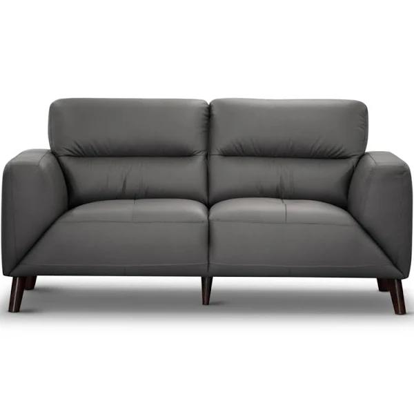 Downy Genuine Leather Sofa 2 Seater Upholstered Lounge Couch Gunmetal