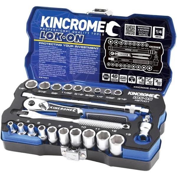 Kincrome LOK-ON Socket Set 24 Piece 1/4" Drive K27001