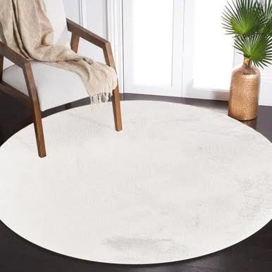 Azaliya Faux Rabbit Fur Floor Rug - White Cream 160 x 160cm