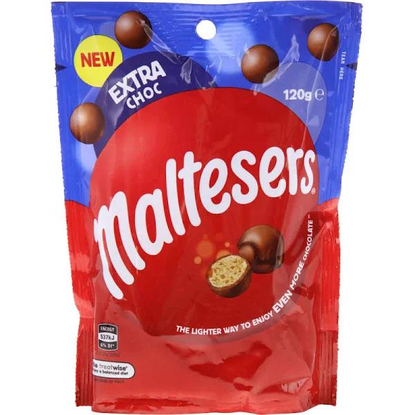 Maltesers Extra Choc Milk Chocolate 120g Pouch