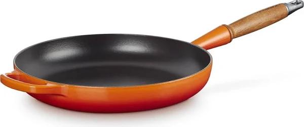 Le Creuset Signature Cast Iron Frying Pan 28cm Volcanic with Wooden Handle