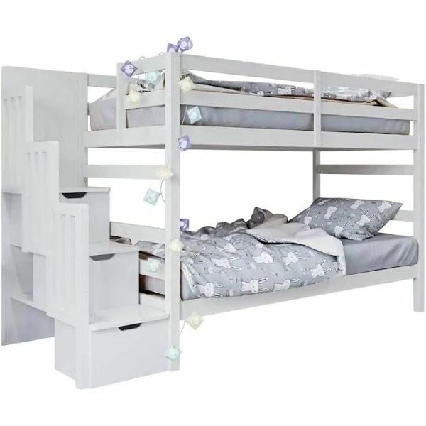 Luxo Furniture Galla Timber Bunk Bed with Storage Staircase