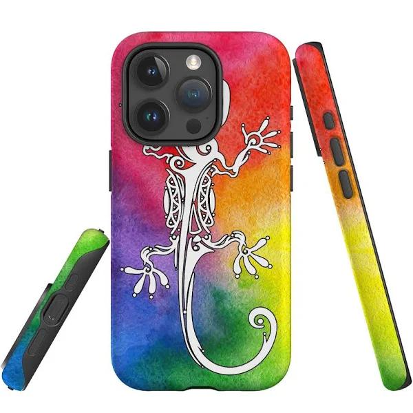 WOYC iPhone 15 Pro Case, Shielding Cover, Rainbow Lizard