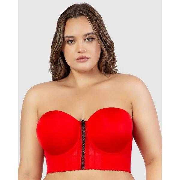 Parfait Shea Bustier Style Longline Strapless Bra - Racing Red - 14DD