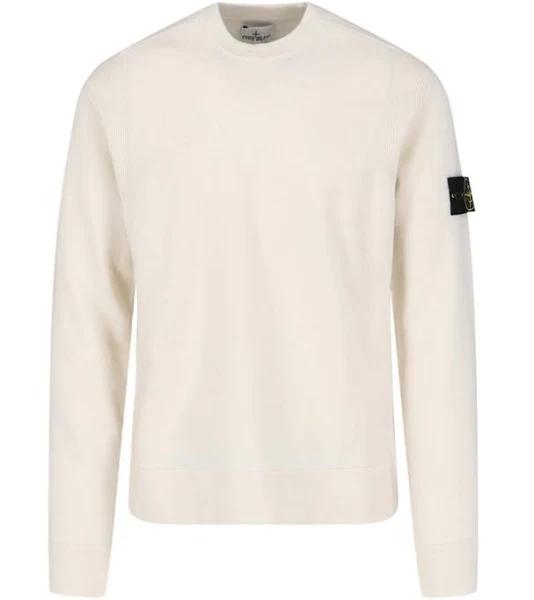 Stone Island | White Crew-Neck Sweater in Wool Blend