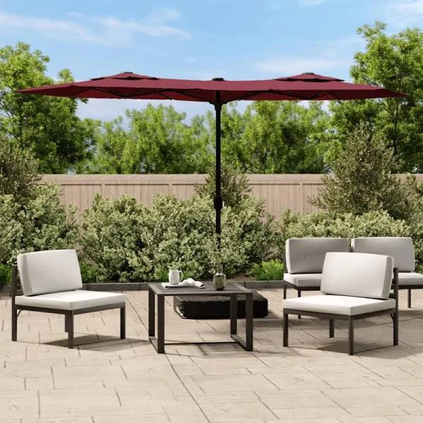 Double-head Garden Parasol Bordeaux Red 316x240 cm vidaXL