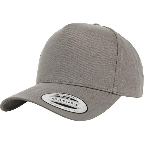 Flexfit by Yupoong 5 Panel Classic Snapback Cap Grey One Size Cotton Cap