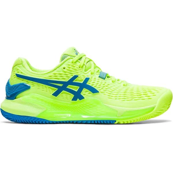 ASICS Gel Resolution 9 Clay Women Tennis Shoes - Hazard Green/Reborn Blue 6.5