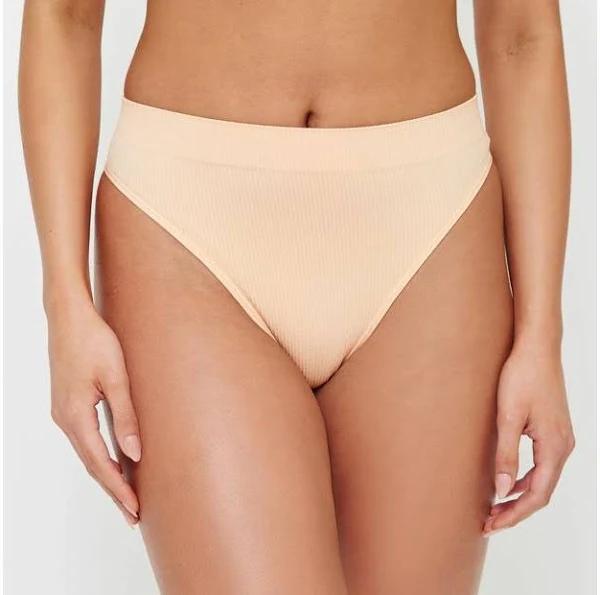 Ribbed Seamfree Hi-Waisted G-string Briefs - Lily Loves - Neutral - 16 - AfterPay & zipPay Available