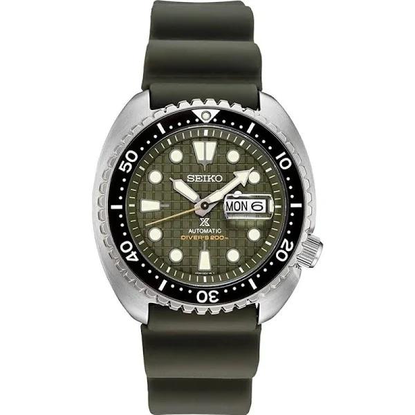 Seiko Men`s King Turtle Green Rubber Automatic Diver`s Watch SRPE05 - Seiko Wristwatch