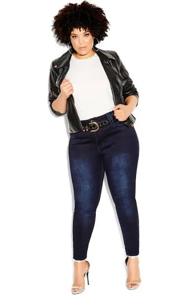 Plus Size Asha Skinny Jean Regular in Dark Denim, Size 18/M | City Chic