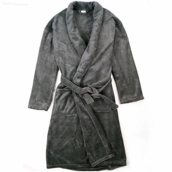 Bathrobe & Dressing Gown - Supersoft Coral Fleece (Unisex) L/XL / Dark Grey