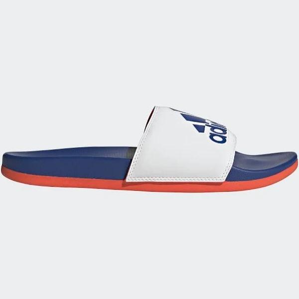 Adidas Men's Adilette Comfort Slides - White/Blue/Solar Red 12