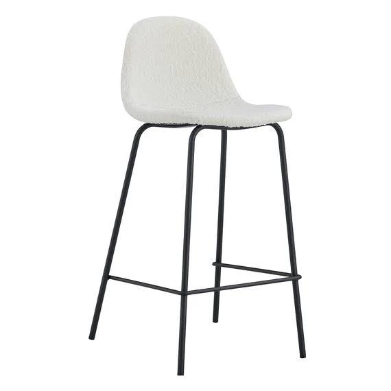 Lucien Bar Stool Set of 2 White Seat Black Legs by Freedom