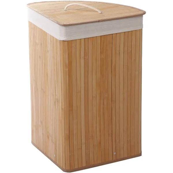 Sherwood Home Foldable Bamboo Corner Laundry Hamper (Natural Brown)