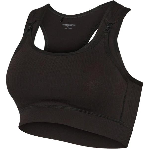 Mamalicious Maternity Nursing Active Crop Top in Black