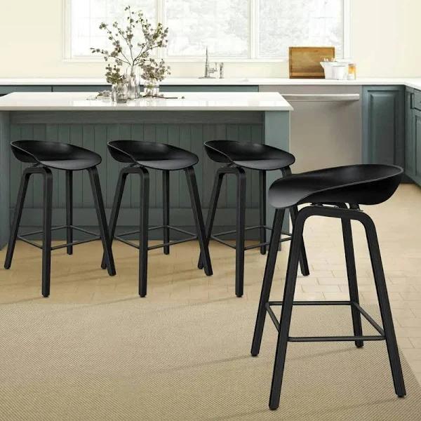 ALFORDSON 4x Kitchen Bar Stools Bar Stool Counter Wooden Chairs All Black Wade