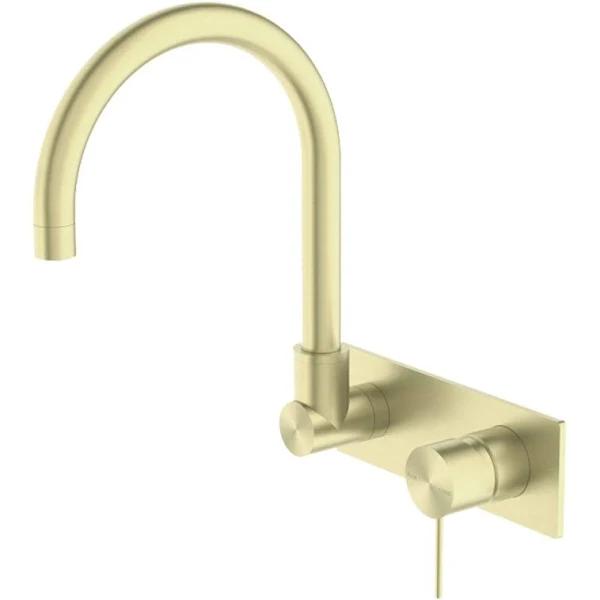 Mecca Wall Basin Mixer Swivel Spout - Brushed Gold - Nero - Bathroom Space