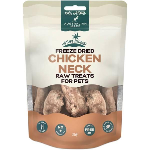 Nature Island Freeze Dried Chicken Neck Raw Treats 80g For Pets