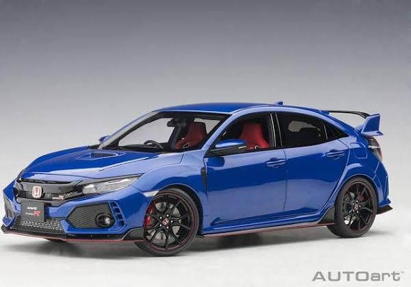 AUTOart Honda Civic Type R (FK 8) (2017) Composite Model Car Brilliant Sporty Blue Scale: 1:18