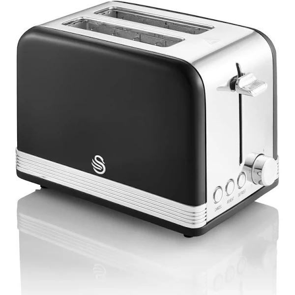 Swan Retro 2 Slice Stainless Steel Toaster - Black