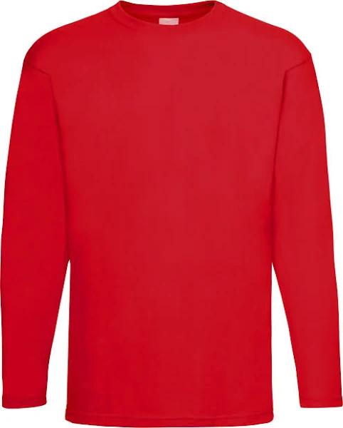 Mens Value Long Sleeve Casual T-Shirt (Bright Red) (Medium)