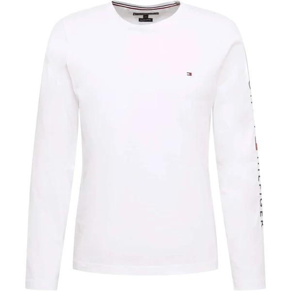 Tommy Hilfiger Logo Long Sleeve Tee in White XS