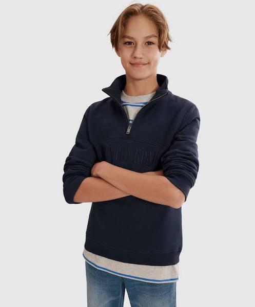 Country Road Teen Verified Australian Heritage Half Zip Sweat Top Navy in Size 12 | 100% Cotton