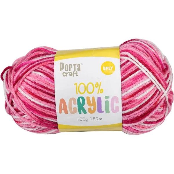 Acrylic Yarn 100g 189m 8ply - Variegated Rose