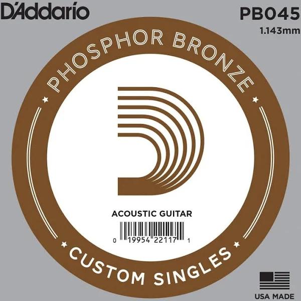 D'Addario PB045 Phosphor Bronze Wound Acoustic Guitar Single String