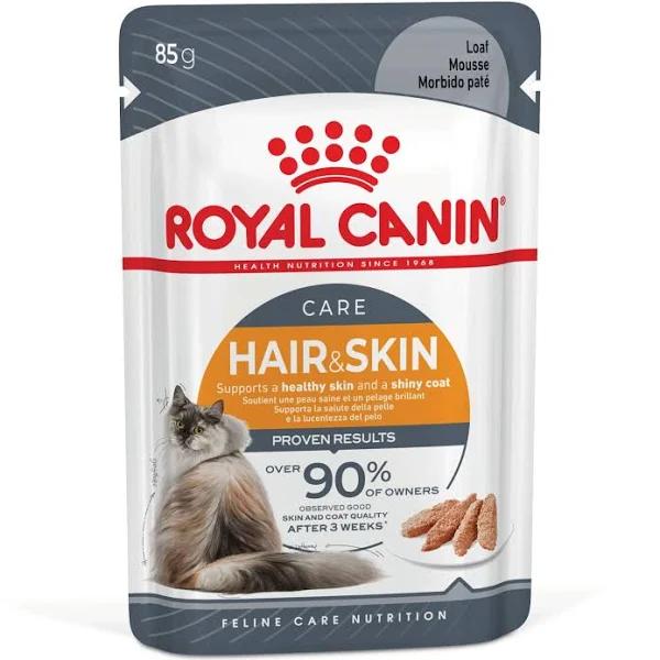 Royal Canin Hair & Skin Loaf Adult Wet Cat Food Pouches - 85g