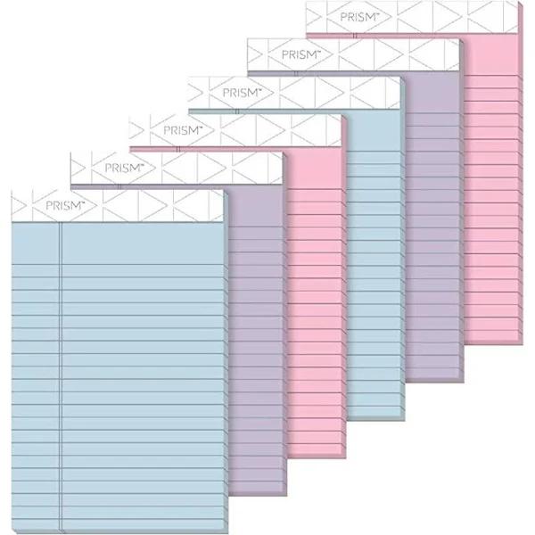 Tops Prism Plus colored legal Pads, 5 x 8, Pastels, 50 Sheets, 6 Pads/Pack