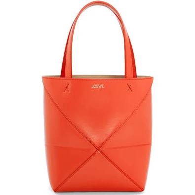 Loewe Womens Sunrise Orange Puzzle Fold Mini Leather Tote Bag 1 Size