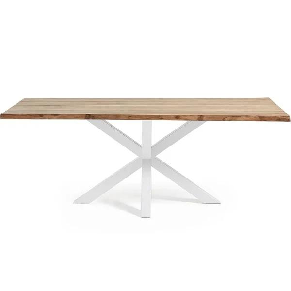 Bromley Oak Veneer & Epoxy Steel Dining Table, 220cm, Natural / White