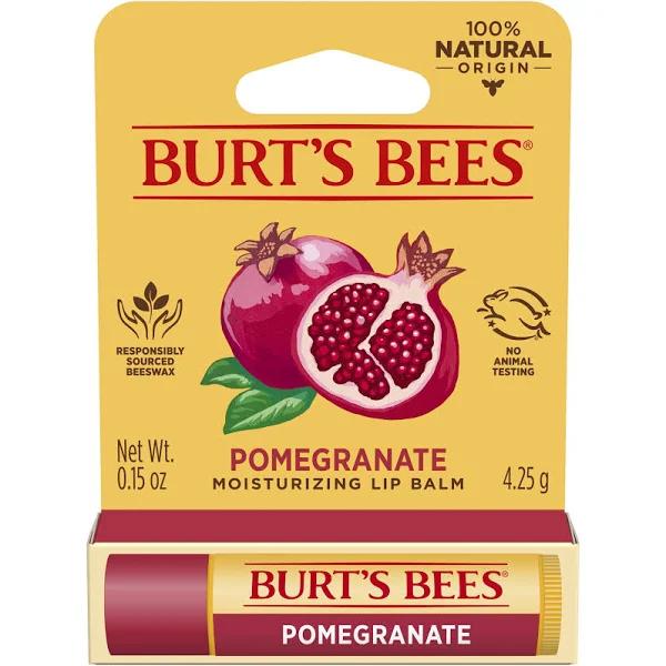 Burt's Bees 100% Natural Moisturising Lip Balm, Pomegranate, 1 Tube