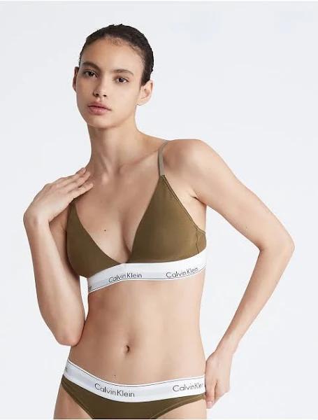 Calvin Klein Modern Cotton Lightly Lined Triangle Bra in Green M