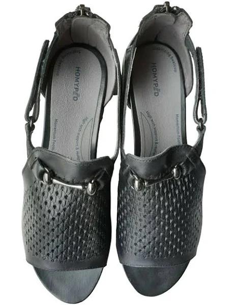 Womens Homyped Florence Black Sandals Slip On Shoes Flats 6 US