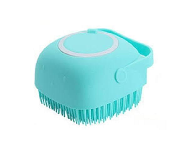 Dog Bath Brush, Pet Massage Brush Shampoo Dispenser, Soft Silicone Brush Rubber Bristle For Dogs and Cats Shower Grooming