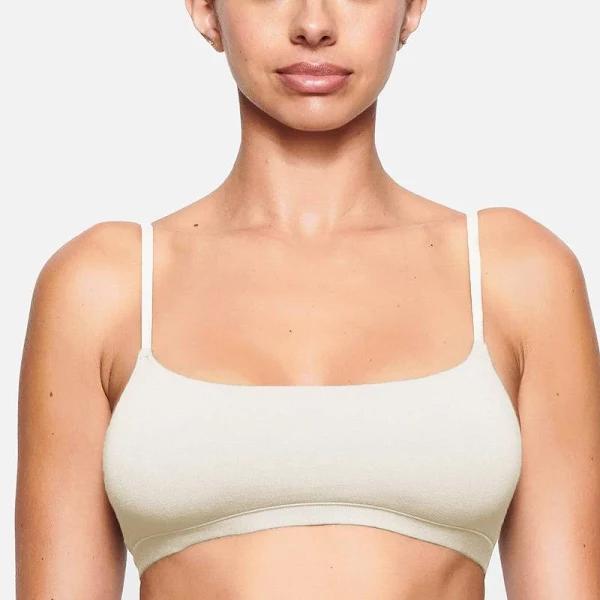 SKIMS Womens Bone Scoop-Neck Seamless Stretch-cotton Bralette XL