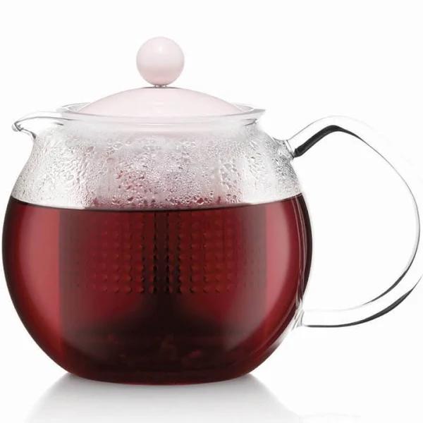 Bodum Assam Tea Press with Glass Handle and Lid 500ml Strawberry